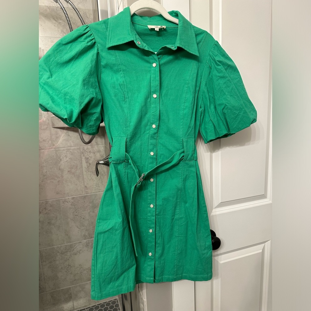 Entro Belted Puff Sleeve Dress